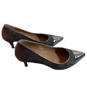 Talbots sz 7 Shadow Grey 'Diane 2' Pumps Metallic Pointed Toe Cap, Kitten Heel